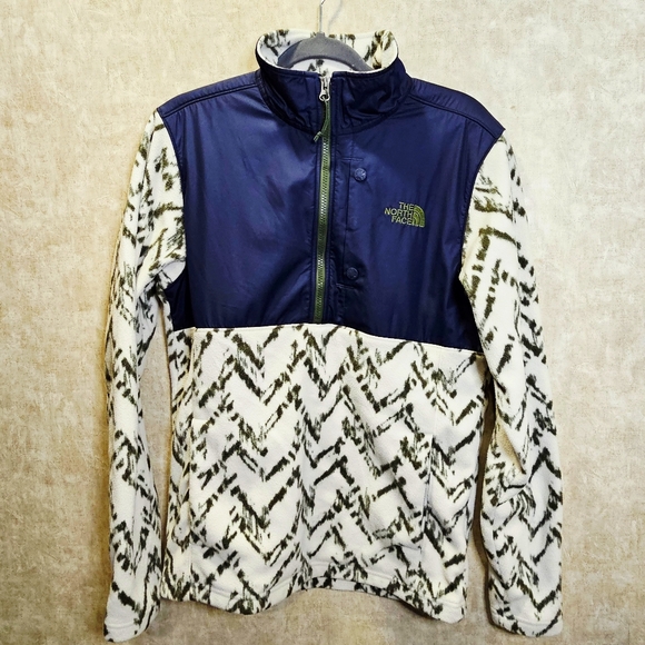 The North Face Tops - The North Face Tundra Fleece Pullover Navy/Forest Green